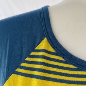 Lularoe blue and yellow baseball shirt